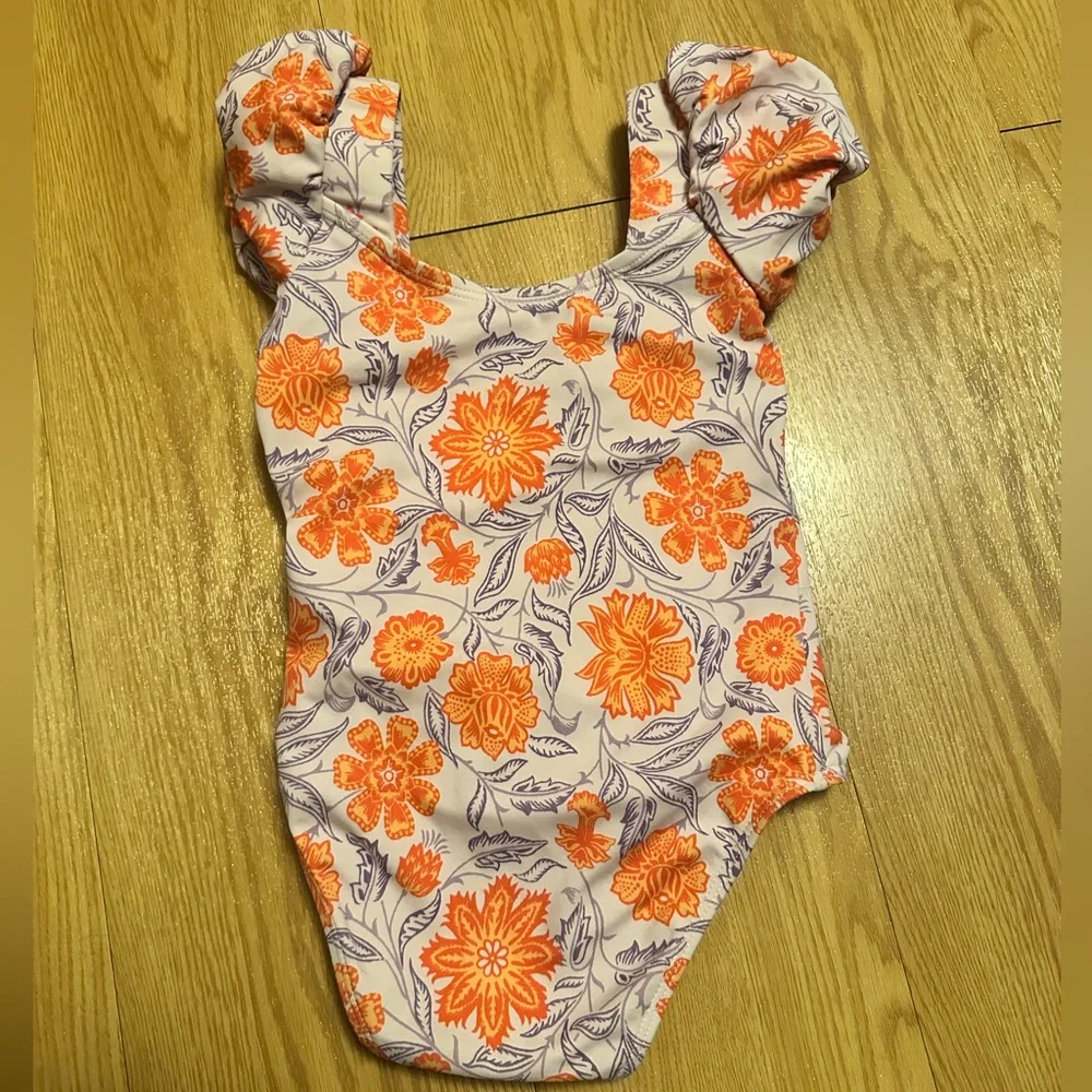 Janie and Jack Orange Floral One-Piece Swimsuit